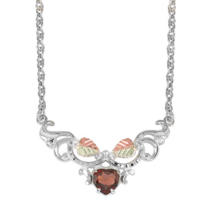 Sterling Silver Black Hills Gold Heart of Garnet Pendant - Jewelry