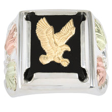 Mens Sterling Silver Black Hills Gold Gilded Eagle Ring II - Jewelry