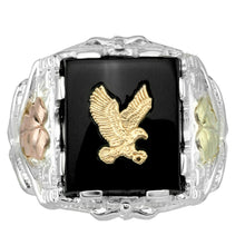 Mens Sterling Silver Black Hills Gold Gilded Eagle Ring - Jewelry
