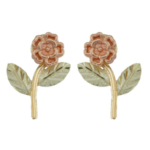Delicate Roses Black Hills Gold Earrings - Jewelry