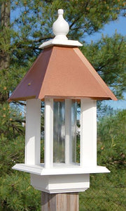 Pavillion Bird Feeder Hammered Copper Roof - Birdhouses