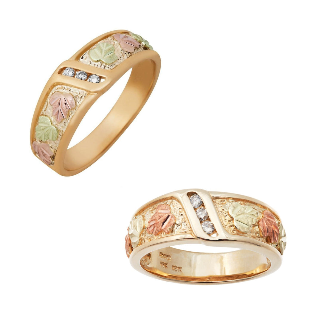 Black Hills Gold His & Hers Diamond Foliage Wedding Ring Set