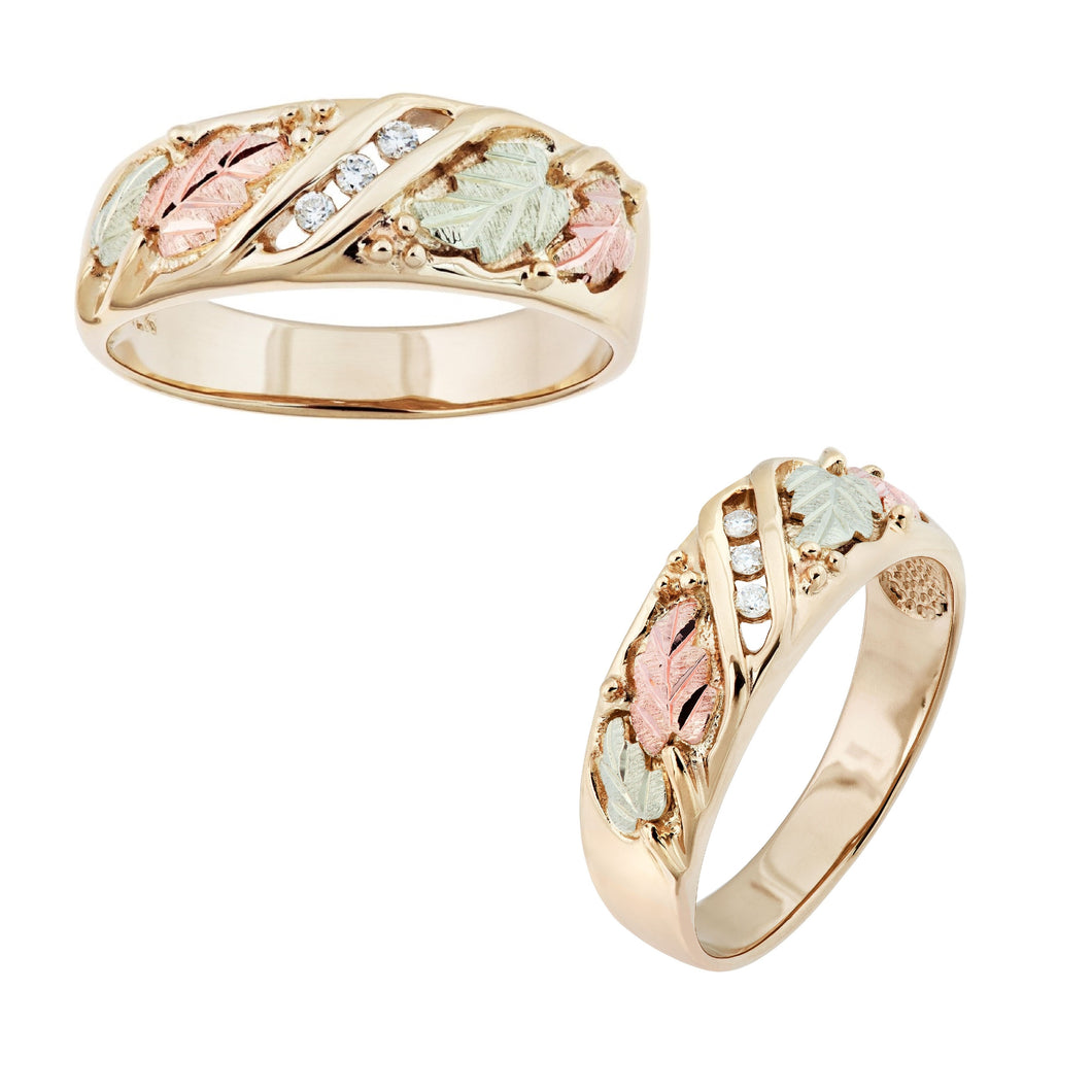 Black Hills Gold His & Hers Diamond Foliage Wedding Ring Set II