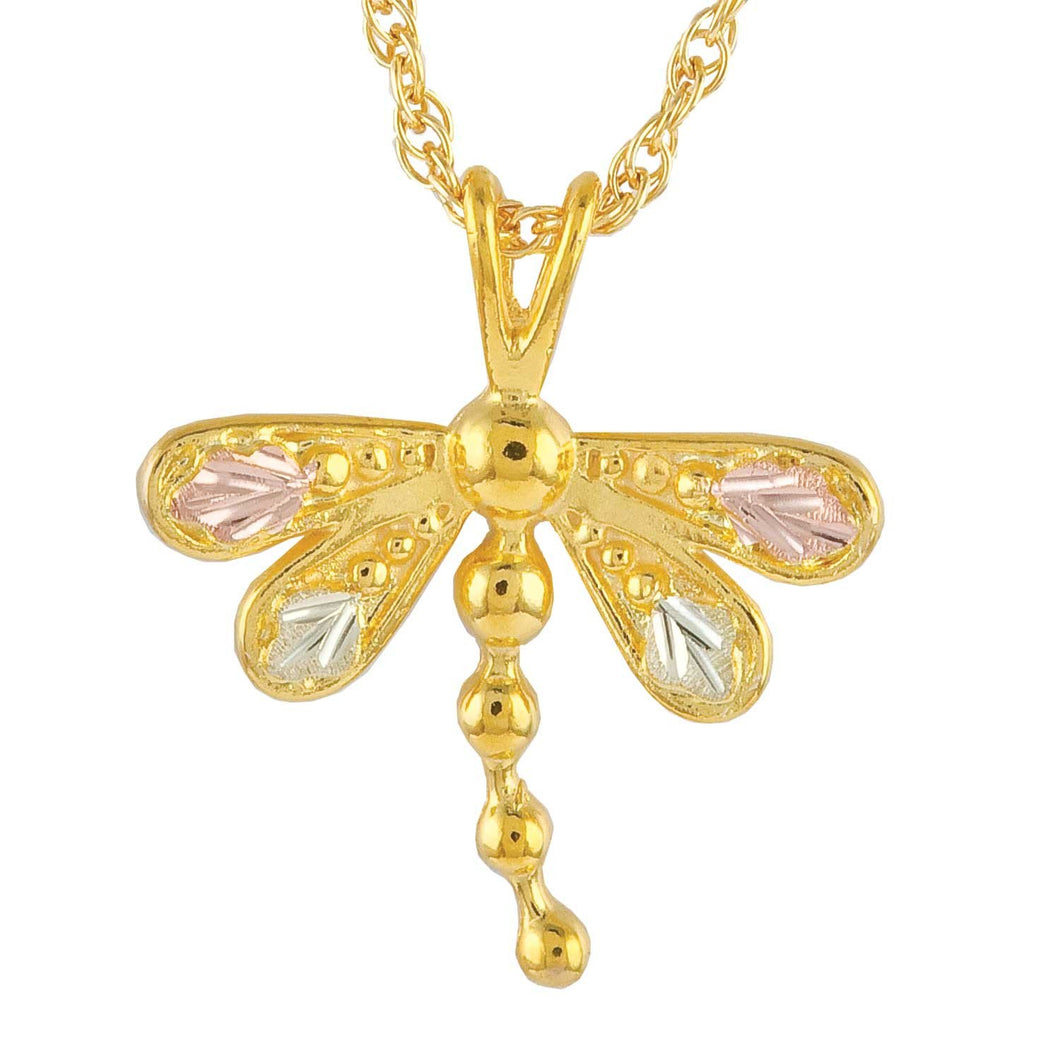 Pretty Dragonfly Pendant & Necklace - Black Hills Gold - Jewelry