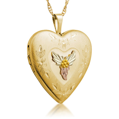 Heart Locket Pendant & Necklace - Black Hills Gold - Jewelry