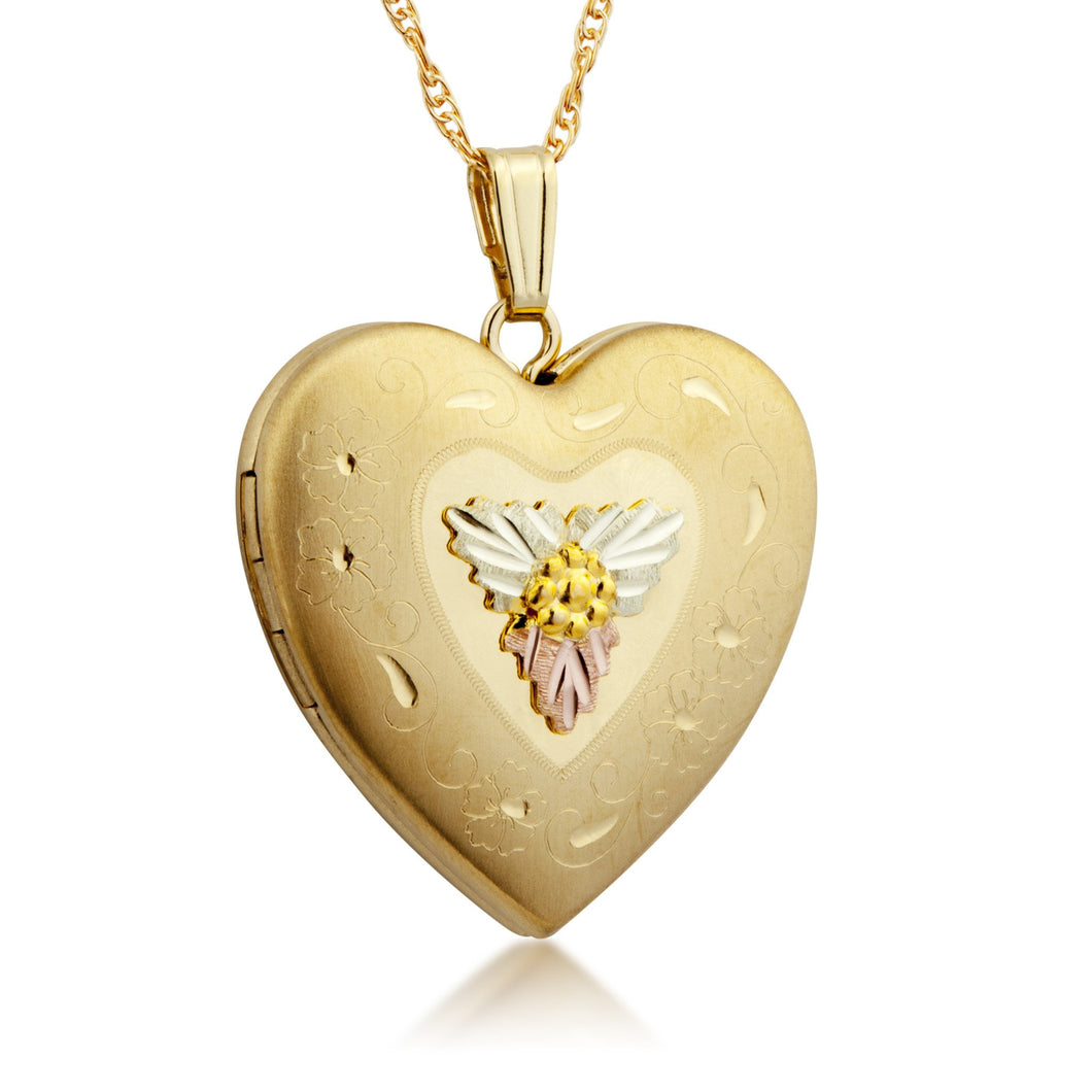 Heart Locket Style II Pendant & Necklace - Black Hills Gold - Jewelry