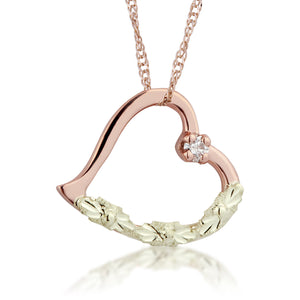 Diamond Heart Pendant & Necklace - Black Hills Gold - Jewelry