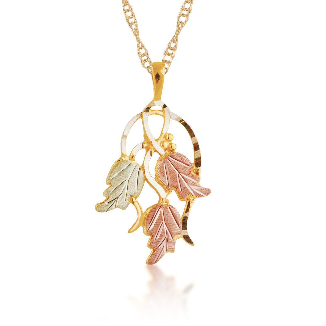 Elegant Leaves Pendant & Necklace - Black Hills Gold - Jewelry