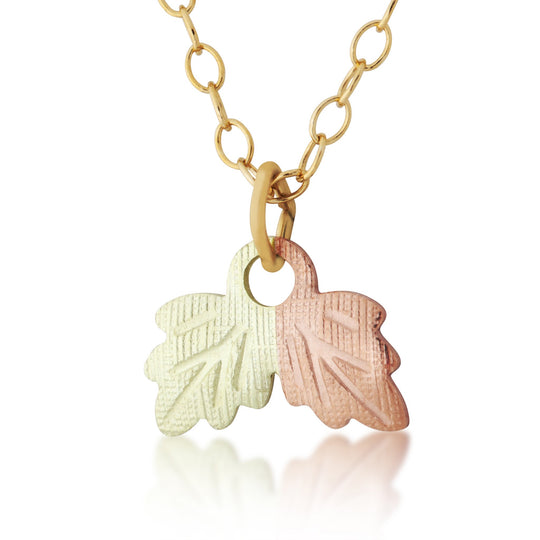 Double Leaf Pendant & Necklace - Black Hills Gold - Jewelry