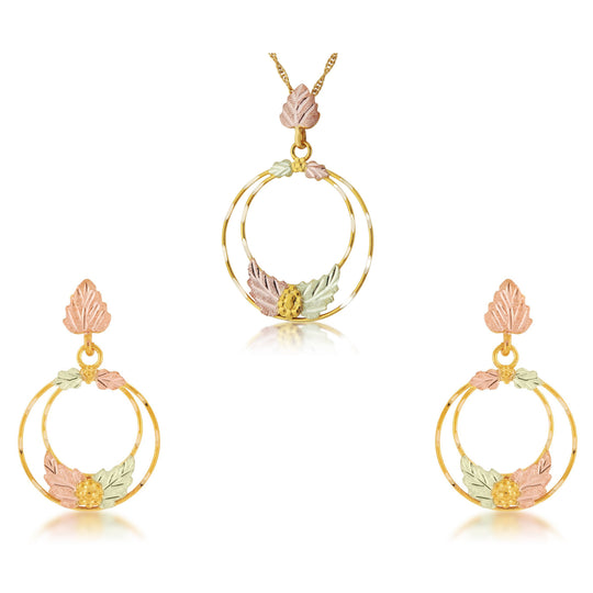 Black Hills Golden Circles Earrings & Pendant Set I - Jewelry