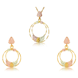 Black Hills Golden Circles Earrings & Pendant Set I - Jewelry