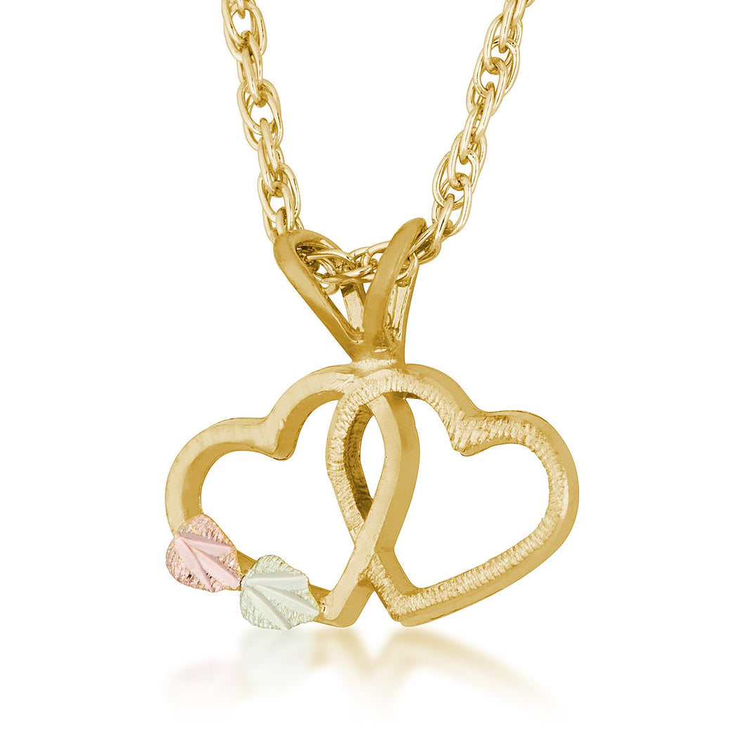 Black Hills Gold Interlocking Hearts Pendant & Necklace - Jewelry