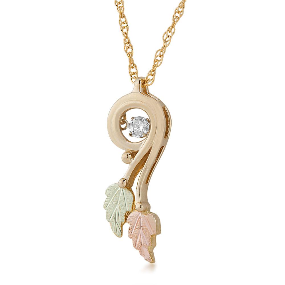 Black Hills Gold Swirl Diamond Pendant & Necklace - Jewelry