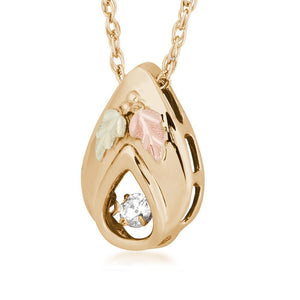 Black Hills Gold Teardrop Diamond Pendant & Necklace - Jewelry