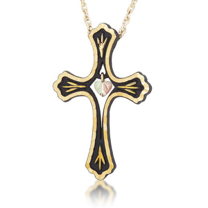 Black Hills Gold Inlay Cross Pendant & Necklace - Jewelry