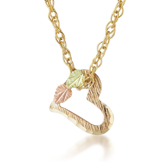 Black Hills Gold Hanging Heart Pendant & Necklace - Jewelry