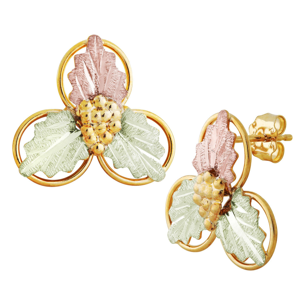 Black Hills Gold Ringed Leaf Earrings - Jewelryx