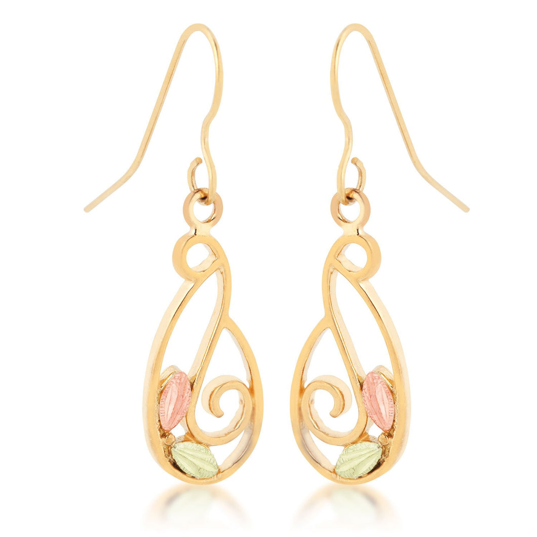 Swirls and Leaves Black Hills Gold Earrings - Jewelryx