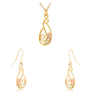 Frilly - Black Hills Gold Earrings & Pendant Set