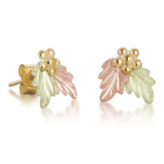 Leaves with Grapes Black Hills Gold Earrings - Jewelry