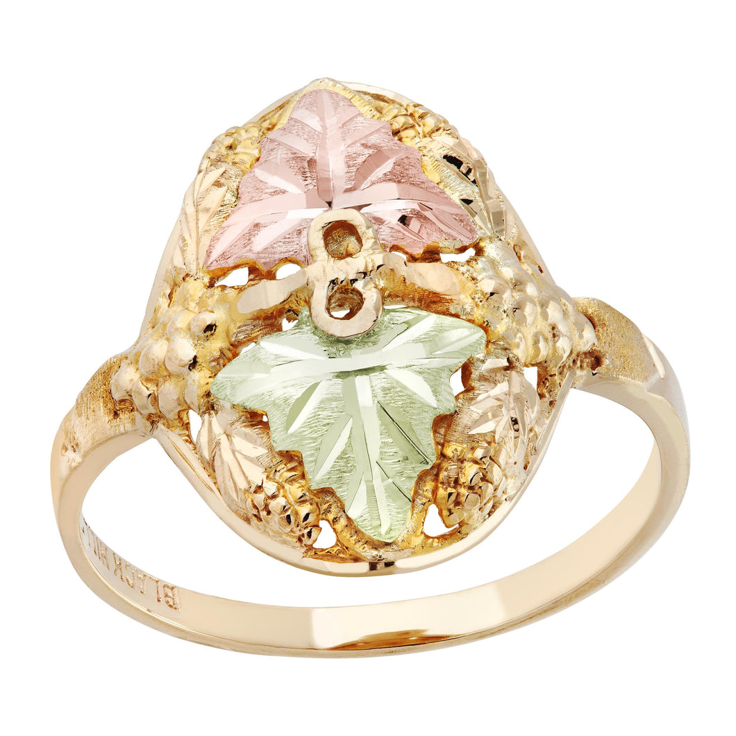 Black Hills Gold Leaves upon Grapes Ring - Jewelry