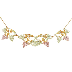 Twelve Leaf Black Hills Gold Intricate Pendant / Necklace - Jewelry