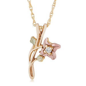 Black Hills Gold Diamond & Rose Pendant & Necklace - Jewelry