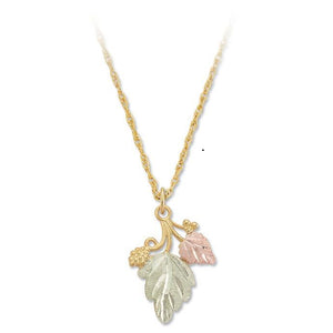 Large Green Leaf Black Hills Gold Pendant & Necklace - Jewelry