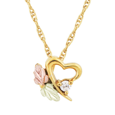Sparkling Diamond Heart Black Hills Gold Pendant & Necklace - Jewelry