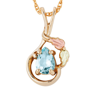 Aquamarine Black Hills Gold Pendant & Necklace - Jewelry