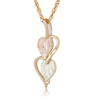 Black Hills Gold 2 Leaves in Hearts Pendant & Necklace - Jewelry