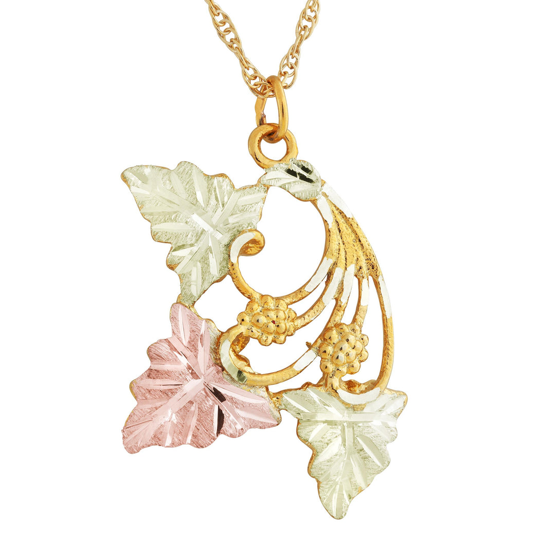 Black Hills Gold Triple Leaf Pendant & Necklace - Jewelry