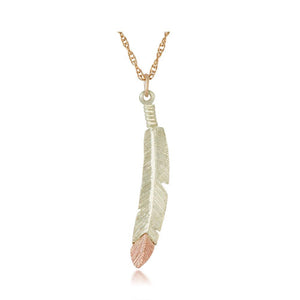 Black Hills Gold Feather Pendant & Necklace - Jewelry