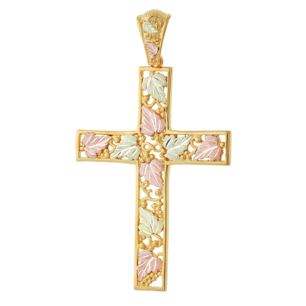 Black Hills Gold Large Cross Pendant & Necklace - Jewelry