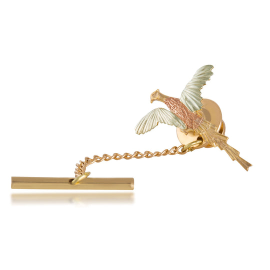 Colorful Black Hills Gold Pheasent Tie Tack - Jewelry