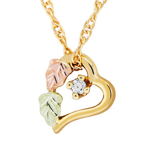 Heart & Diamond Pendant & Necklace - Black Hills Gold - Jewelry