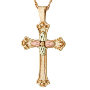 Elegant Cross Pendant & Necklace - Black Hills Gold - Jewelry
