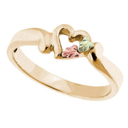 Petite Heart & Leaves Black Hills Gold Ring - Jewelry
