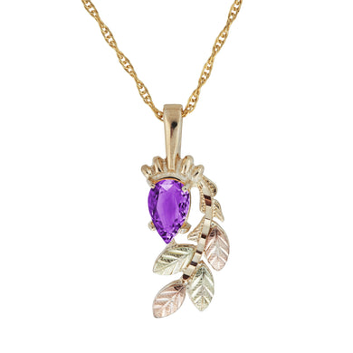 Black Hills Gold Pear Cut Amethyst Pendant & Necklace - Jewelry
