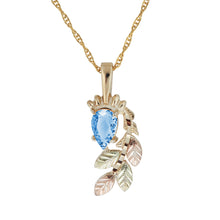 Black Hills Gold Pear Cut Blue Topaz Pendant & Necklace - Jewelry