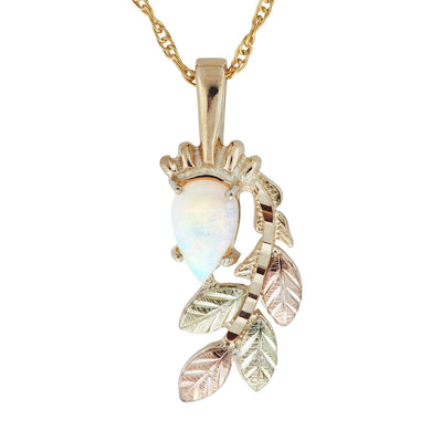 Black Hills Gold Opal with Leaves Pendant & Necklace - Jewelry