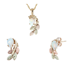 Black Hills Gold Foliage Opals Earrings & Pendant Set