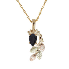 Black Hills Gold Pear Cut Onyx Pendant & Necklace - Jewelry