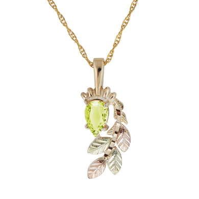 Black Hills Gold Pear Cut Peridot Pendant & Necklace - Jewelry