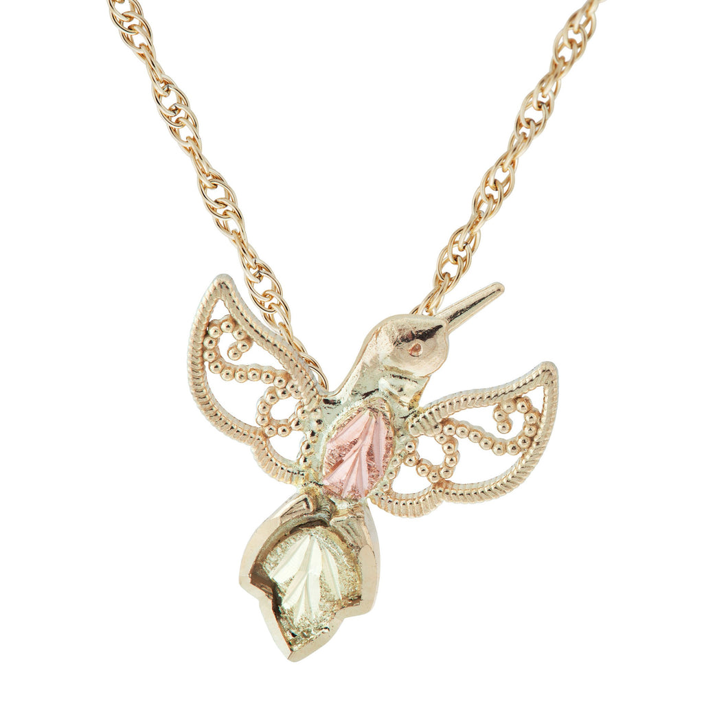 Uplifting Hummingbird Pendant & Necklace - Black Hills Gold - Jewelry