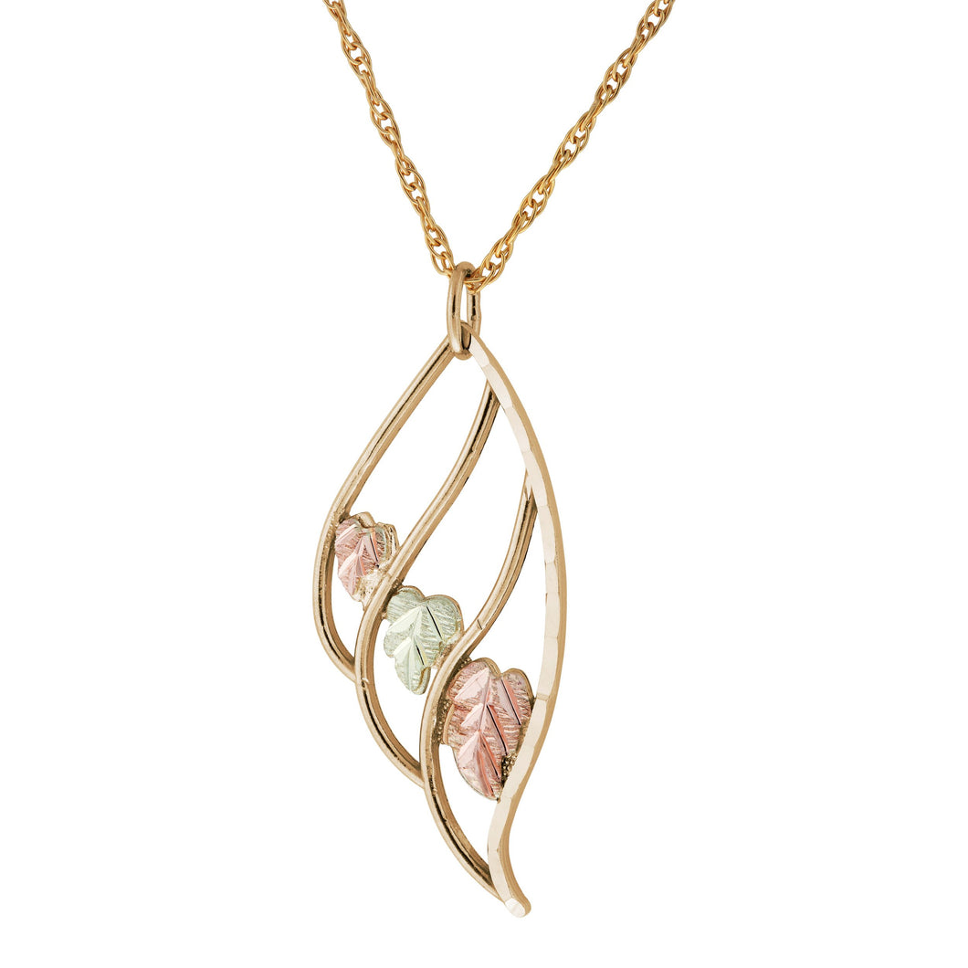 Black Hills Gold Triple Leaf Pendant & Necklace - Jewelry