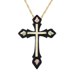 Colorful Black Cross Pendant & Necklace - Black Hills Gold - Jewelry