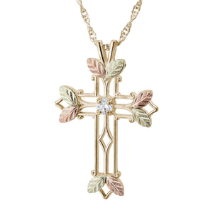Diamond Black Hills Gold Cross Pendant & Necklace - Jewelry