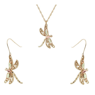 Black Hills Gold Dragonflies Earrings & Pendant Set