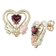Garnet Hearts Black Hills Gold Earrings - Jewelry